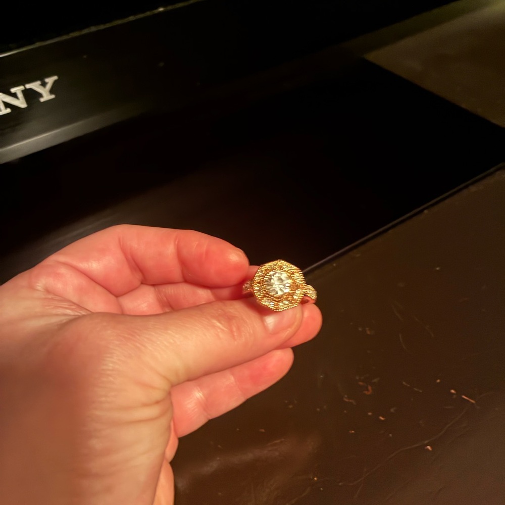 Gold-Tone Ring with Clear Gemstone - Picture 16 of 16